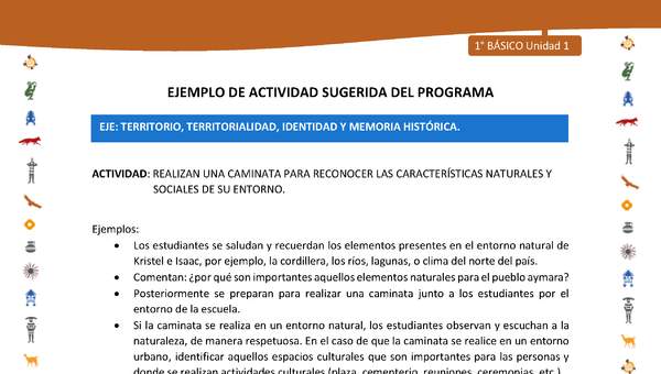 Actividad sugerida Nº 7- LC01 - INTERCULTURALIDAD-U1-ET - REALIZAN UNA CAMINATA PARA RECONOCER LAS CARACTERÍSTICAS NATURALES Y SOCIALES DE SU ENTORNO.