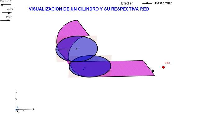 Visualización de un cilindro y su respectiva red