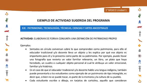 Actividad sugerida Nº 10- LC01 - INTERCULTURALIDAD-U1-EP - ELABORAN DE FORMA CONJUNTA UNA DEFINICIÓN DE PATRIMONIO PROPIO