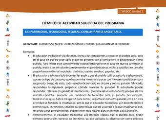 Actividad sugerida Nº 9- LC01 - INTERCULTURALIDAD-U2-EP - CONVERSAN SOBRE LA RELACIÓN DEL PUEBLO COLLA CON SU TERRITORIO