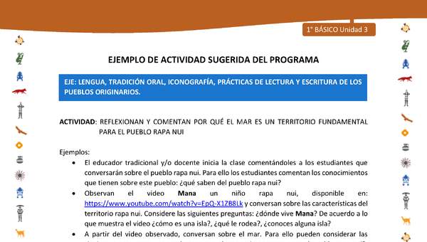 Actividad sugerida Nº 1- LC01 - INTERCULTURALIDAD-U3-LS - REFLEXIONAN Y COMENTAN POR QUÉ EL MAR ES UN TERRITORIO FUNDAMENTAL PARA EL PUEBLO RAPA NUI