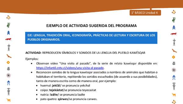 Actividad sugerida Nº 1- LC01 - INTERCULTURALIDAD-U4-LS - REPRODUCEN SÍMBOLOS Y SONIDOS DE LA LENGUA DEL PUEBLO KAWÉSQAR
