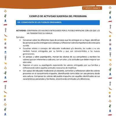 Actividad sugerida Nº 9- LC01 - INTERCULTURALIDAD-U4-EP - COMPARAN LOS VALORES ENTREGADOS POR EL PUEBLO MAPUCHE CON LOS QUE LES HA TRANSMITIDO SU FAMILIA