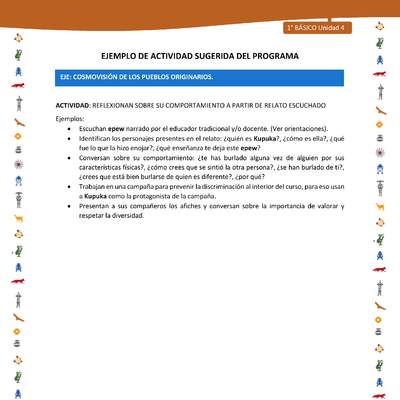 Actividad sugerida Nº 8- LC01 - INTERCULTURALIDAD-U4-ECO - REFLEXIONAN SOBRE SU COMPORTAMIENTO A PARTIR DE RELATO ESCUCHADO