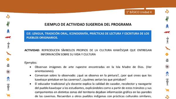 Actividad sugerida Nº 3- LC01 - INTERCULTURALIDAD-U4-LS - REPRODUCEN SÍMBOLOS PROPIOS DE LA CULTURA KAWÉSQAR QUE ENTREGAN INFORMACIÓN SOBRE SU VIDA Y CULTURA