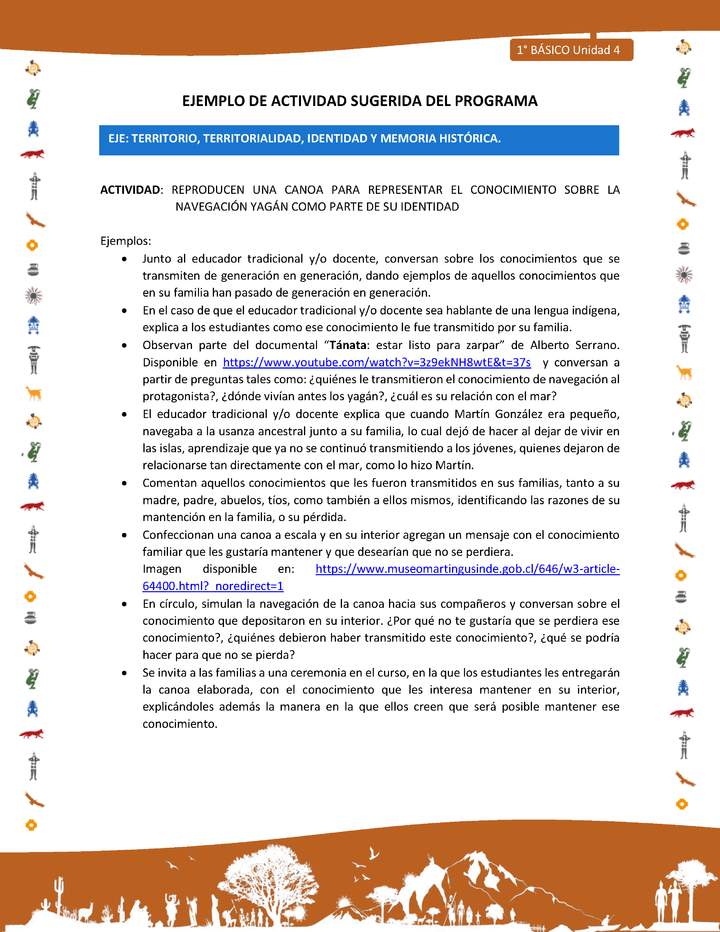 Actividad sugerida Nº 6- LC01 - INTERCULTURALIDAD-U4-ECO - REPRODUCEN UNA CANOA PARA REPRESENTAR EL CONOCIMIENTO SOBRE LA NAVEGACIÓN YAGÁN COMO PARTE DE SU IDENTIDAD