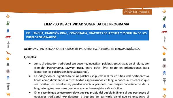 Actividad sugerida Nº 2- LC02 - INTERCULTURALIDAD-U1-LS - INVESTIGAN SIGNIFICADOS DE PALABRAS ESCUCHADAS EN LENGUA INDÍGENA.