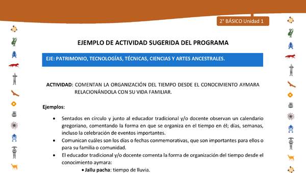 Actividad sugerida Nº 11- LC02 - INTERCULTURALIDAD-U1-EP - COMENTAN LA ORGANIZACIÓN DEL TIEMPO DESDE EL CONOCIMIENTO AYMARA RELACIONÁNDOLA CON SU VIDA FAMILIAR.