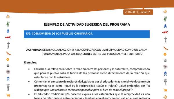 Actividad sugerida Nº 9- LC02 - INTERCULTURALIDAD-U2-ECO - DESARROLLAN ACCIONES RELACIONADAS CON LA RECIPROCIDAD COMO UN VALOR FUNDAMENTAL PARA LAS RELACIONES ENTRE LAS PERSONAS Y EL TERRITORIO.