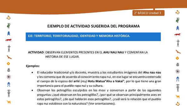 Actividad sugerida Nº 3- LC02 - INTERCULTURALIDAD-U3-ET - OBSERVAN ELEMENTOS PRESENTES EN EL AHU NAU NAU Y COMENTAN LA HISTORIA DE ESE LUGAR.