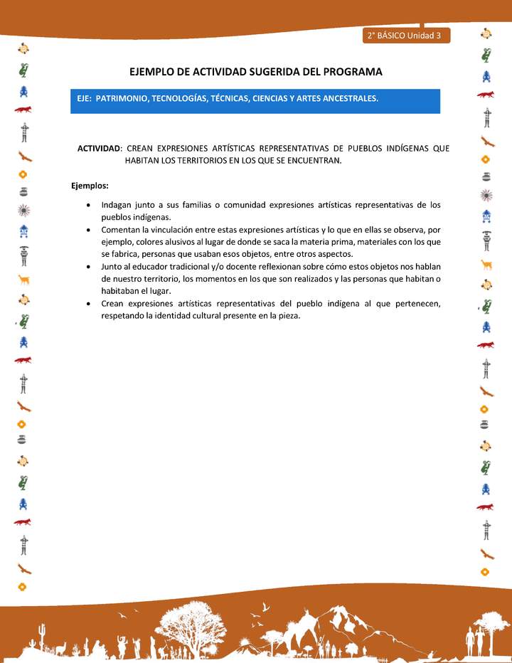 Actividad sugerida Nº 9- LC02 - INTERCULTURALIDAD-U3-EP - CREAN EXPRESIONES ARTÍSTICAS REPRESENTATIVAS DE PUEBLOS INDÍGENAS QUE HABITAN LOS TERRITORIOS EN LOS QUE SE ENCUENTRAN.