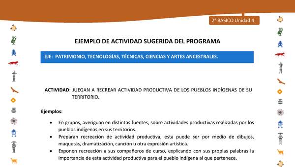 Actividad sugerida Nº 7- LC02 - INTERCULTURALIDAD-U4-EP - JUEGAN A RECREAR ACTIVIDAD PRODUCTIVA DE LOS PUEBLOS INDÍGENAS DE SU TERRITORIO.