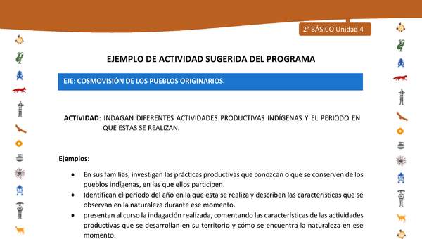 Actividad sugerida Nº 5- LC02 - INTERCULTURALIDAD-U4-ECO - INDAGAN DIFERENTES ACTIVIDADES PRODUCTIVAS INDÍGENAS Y EL PERIODO EN QUE ESTAS SE REALIZAN.