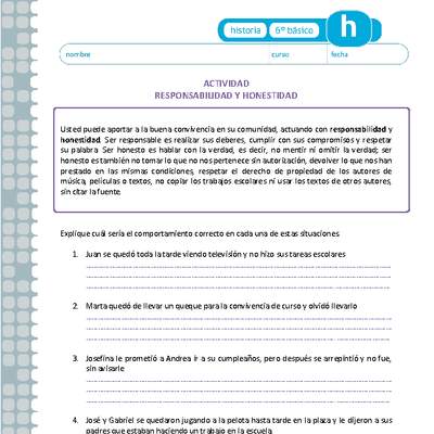 Responsabilidad y honestidad