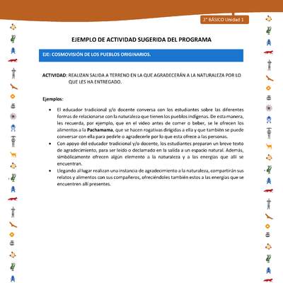 Actividad sugerida Nº 09- LC02 - INTERCULTURALIDAD - Unidad 1 - REALIZAN SALIDA A TERRENO EN LA QUE AGRADECERÁN A LA NATURALEZA POR LO QUE LES HA ENTREGADO