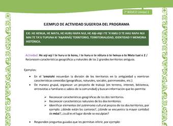 Actividad sugerida LC02 - Rapa Nui - U1 - N°14: Reconocen características geográficas y naturales de los 2 grandes territorios antiguos.