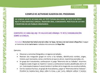 Actividad sugerida LC02 - Rapa Nui - U2 - N°05: Juegan al memorice de los tao'a tarai o tallados más comunes de Rapa Nui.