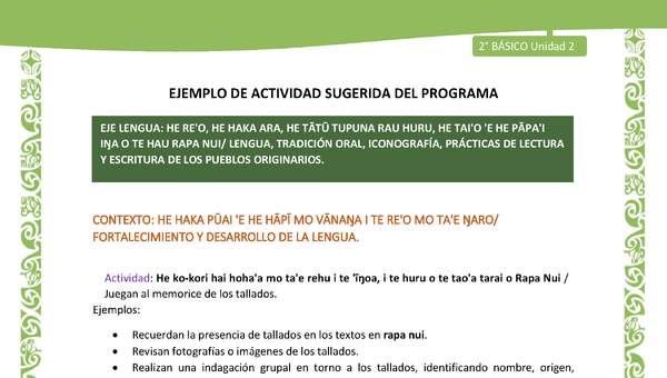 Actividad sugerida LC02 - Rapa Nui - U2 - N°16: Juegan al memorice de los tallados.