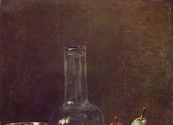 Naturaleza Muerta con Frasco de Vidrio y Fruta de Jean Baptiste Chardin