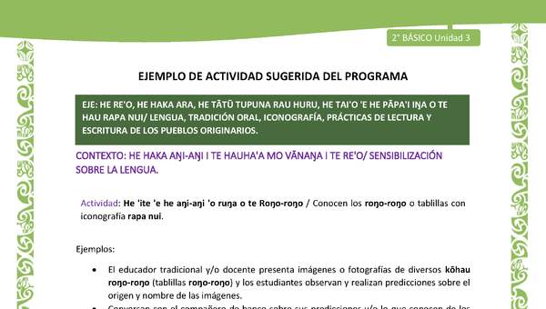 Actividad sugerida LC02 - Rapa Nui - U3 - N°02: Conocen los roŋo-roŋo o tablillas con iconografía rapa nui.