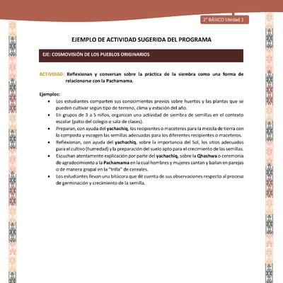 Actividad sugerida LC02 - Quechua - U1 - N°12: Reflexionan y conversan sobre la práctica de la siembra como una forma de relacionarse con la Pachamama.