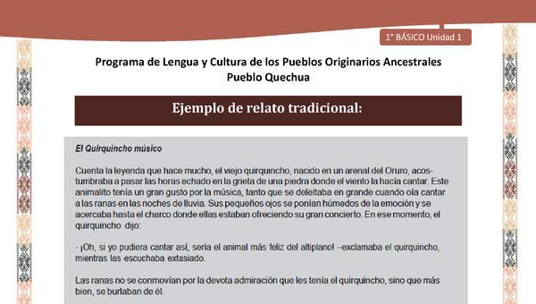 Orientaciones al docente - Relato tradicional