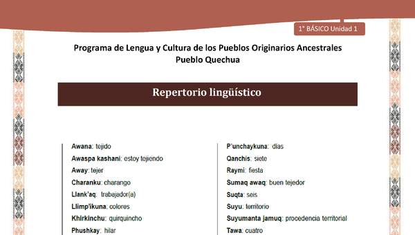QUECHUA-LC01-U01-Orientaciones al docente - Repertorio lingüístico