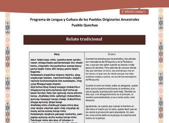 QUECHUA-LC02-U01-Orientaciones al docente - Relato tradicional El Zorro