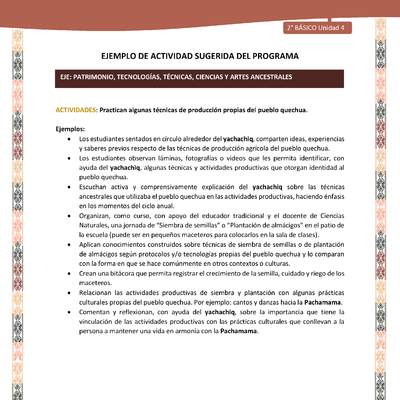 Actividad sugerida LC02 - Quechua - U4 - N°13: Practican algunas técnicas de producción propias del pueblo quechua.