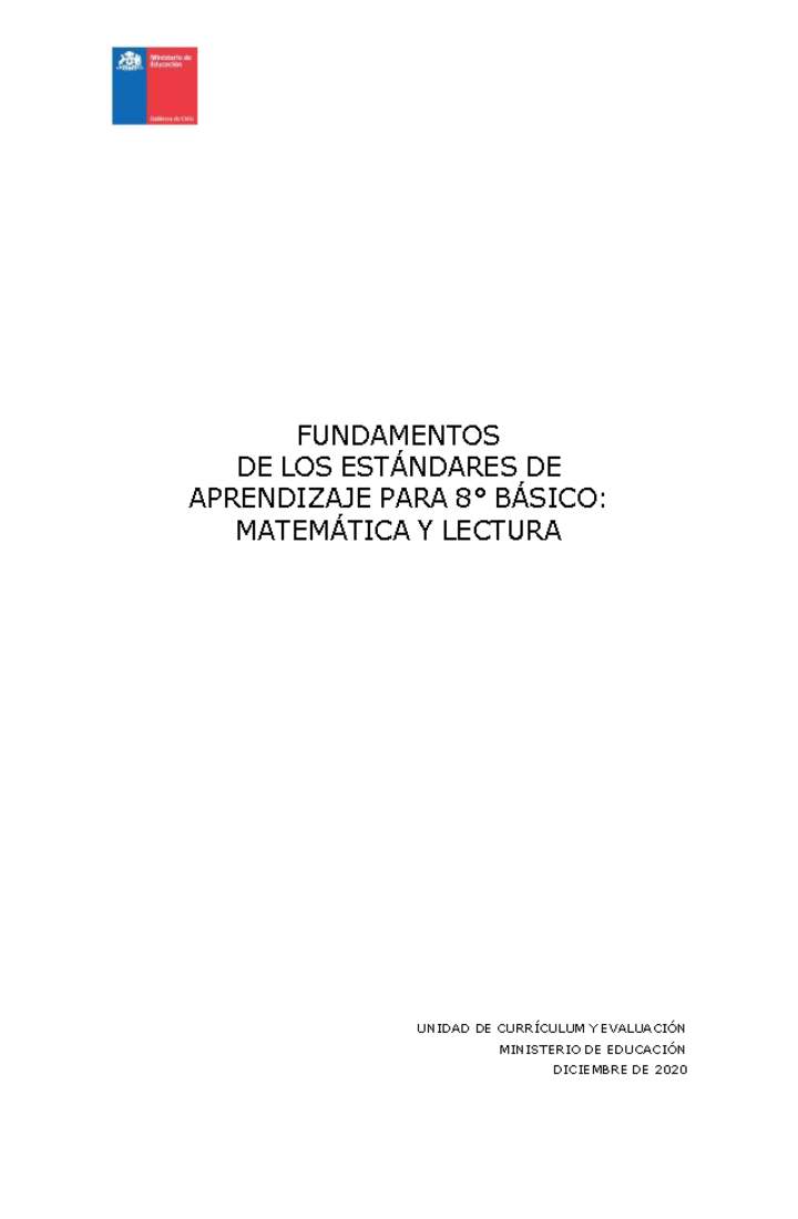 Fundamentos de Estándares de Aprendizaje para 8º básico