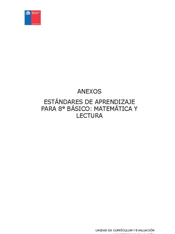 Anexos Estándares de Aprendizaje para 8º básico