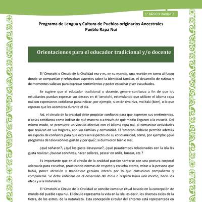 Orientaciones al docente - LC01-RAPANUI - U02 - INTRODUCCIÓN