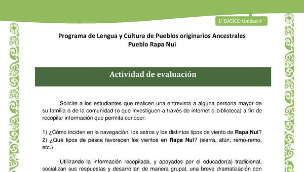 Orientaciones al docente - LC01-RAPANUI - U02 - Actividad de evaluación