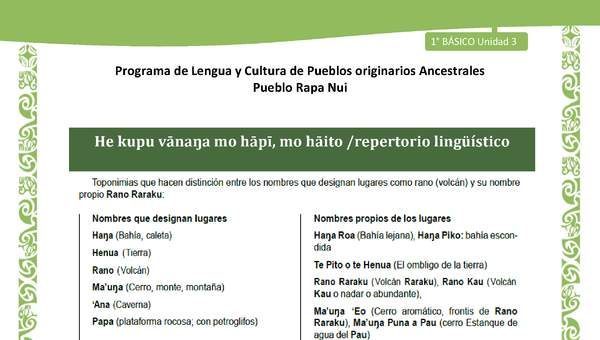 04-Orientaciones al docente - LC01-RAPANUI - U03 - Repertorio lingüístico