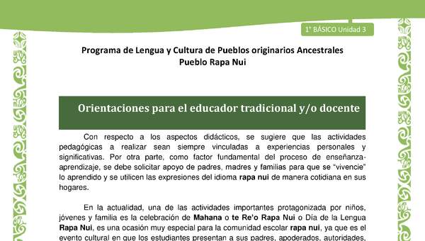 01-Orientaciones al docente - LC01-RAPANUI - U03 - INTRODUCCIÓN