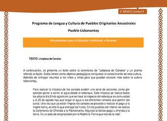 Orientaciones al docente - LC01 - Lickanantay - U4 - Textos limpieza de canales