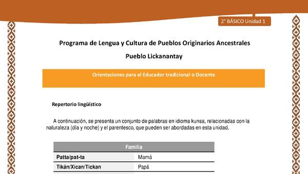 Orientaciones al docente - LC02 - Lickanantay - U1 - Repertorio lingüístico