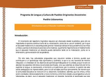 Orientaciones al docente - LC02 - Lickanantay - U2 - Introducción