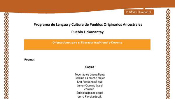 Orientaciones al docente - LC02 - Lickanantay - U3 - Ceremonias: Poemas