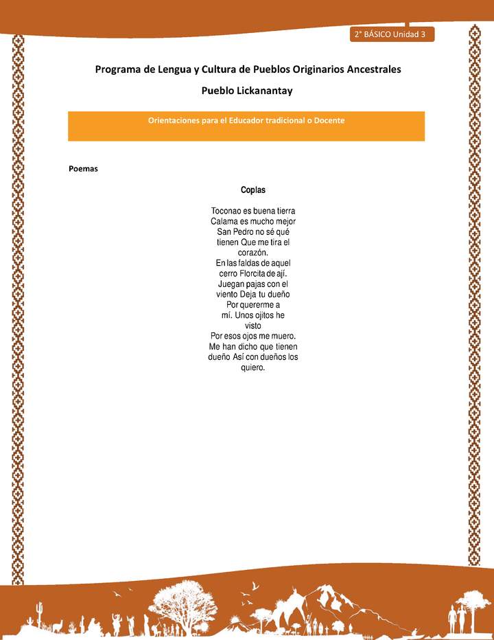 Orientaciones al docente - LC02 - Lickanantay - U3 - Ceremonias: Poemas