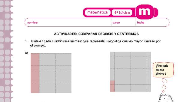 Comparar décimos centésimos milésimos