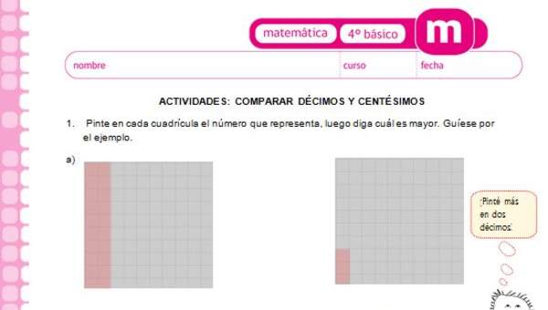 Comparar décimos centésimos milésimos