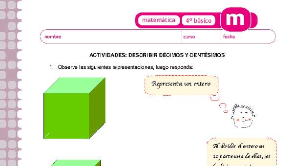 Describir décimos centésimos milésimos