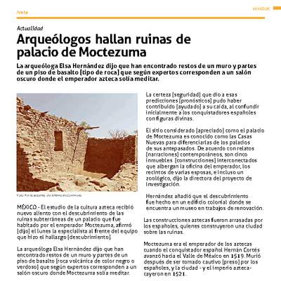 Arqueólogos hallan ruinas de palacio de Moctezuma