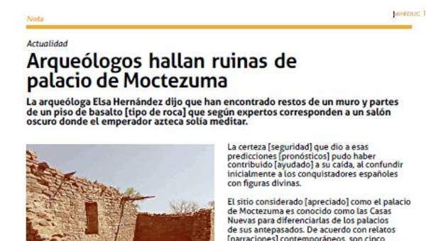 Arqueólogos hallan ruinas de palacio de Moctezuma