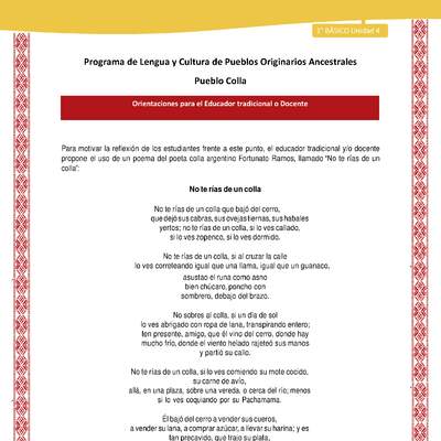 Orientaciones al docente - LC01 - Colla - U4 - Poema