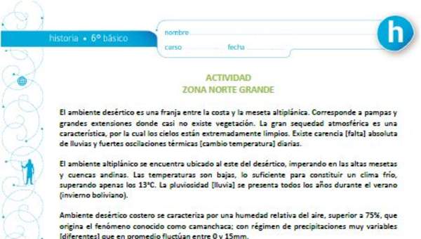 Actividad sobre el ambiente natural en la zona Norte Grande