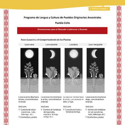 Orientaciones al docente - LC02 - Colla - U2 - Fases lunares y el comportamiento de las plantas