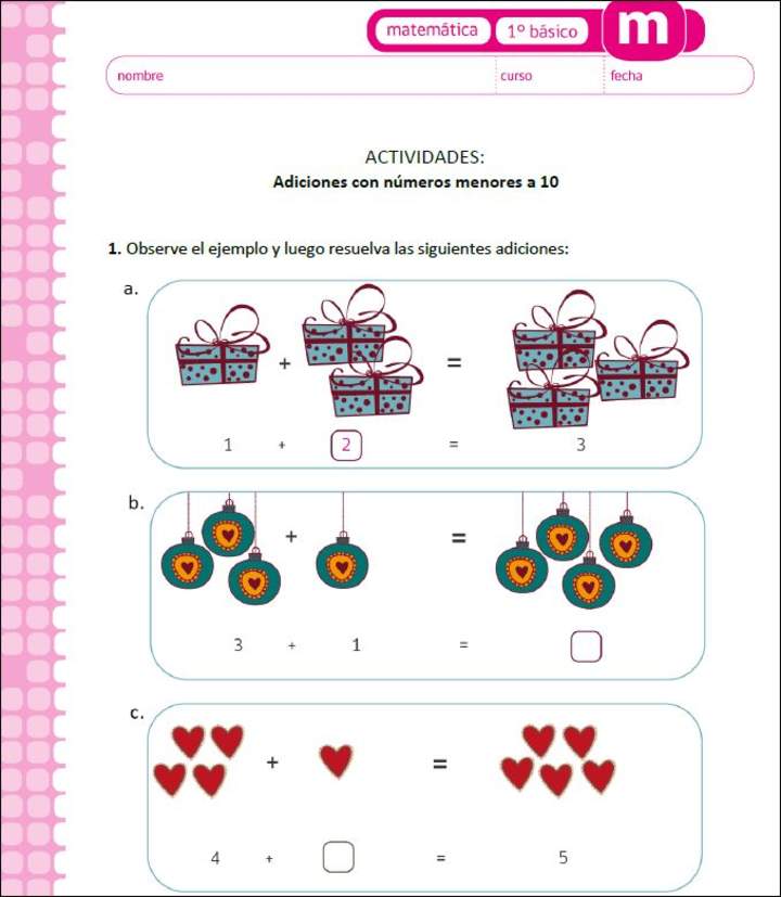 Adiciones con números menores a 10