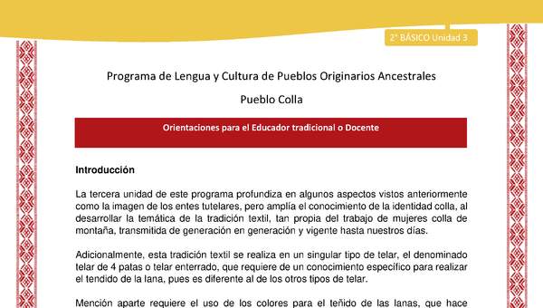 Orientaciones al docente - LC02 - Colla - U3 - Introducción